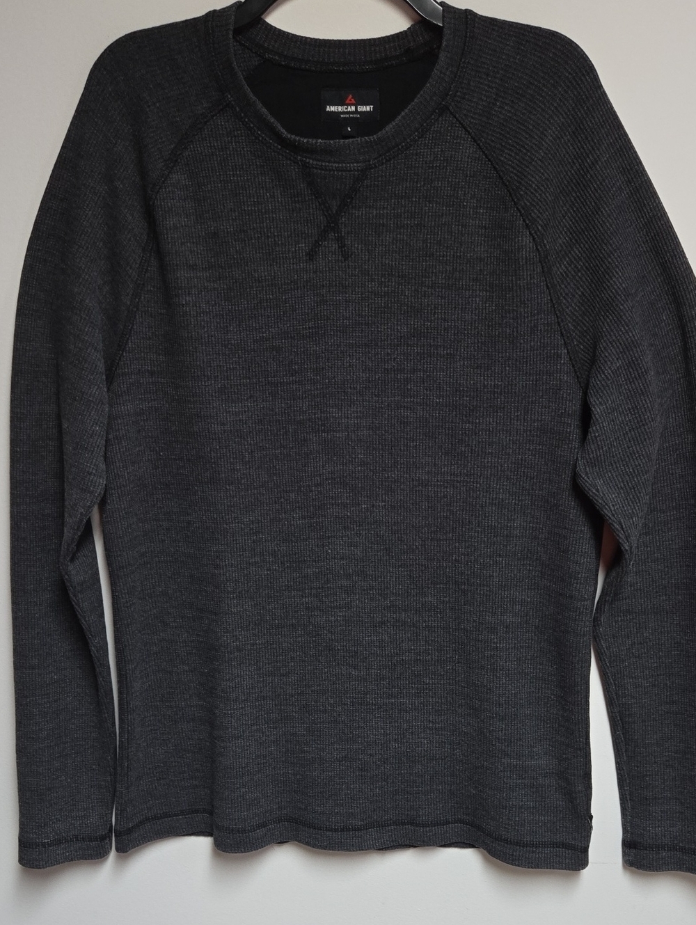 American Giant Charcoal Gray Waffle Crewneck Sweater Size Large